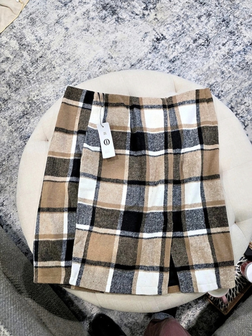 Plaid Mini Skirt in Brown & Black Size 2XL NWT